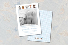 Load image into Gallery viewer, Personalized Safari Animals Birth Announcement | Classic Gingham
