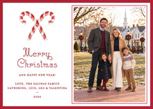 Load image into Gallery viewer, Candy Cane Christmas Card, front of 5x7 horizontal photo card
