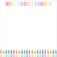 Load image into Gallery viewer, Personalized Teacher Notepad - Custom Rainbow Color Notepad With Watercolor Crayon Design
