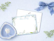 Load image into Gallery viewer, Lily of the Valley Notecards | Personalized Blue Floral Stationery

