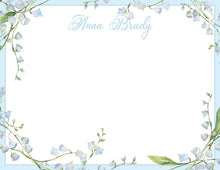 Load image into Gallery viewer, Lily of the Valley Notecards | Personalized Blue Floral Stationery
