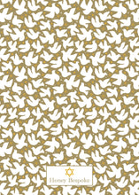 Load image into Gallery viewer, Gold Dove Hanukkah Card, back of card with Honey Bespoke logo
