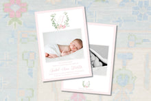 Load image into Gallery viewer, Personalized Birth Announcement Card | Pink Floral Baby Photo Card
