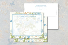Load image into Gallery viewer, Personalized Blue Floral Stationery | Chinoiserie Peony Note Cards
