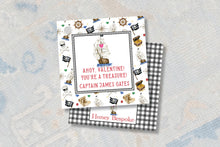 Load image into Gallery viewer, Watercolor Pirate Valentine Gift Tags - Ahoy Themed Classroom Party Favors
