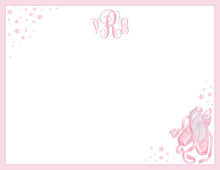 Load image into Gallery viewer, Personalized Ballet Stationery | Pink Pointe Shoes Note Cards
