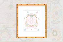 Load image into Gallery viewer, Personalized Watercolor Baby Crest | Butterfly Nursery Monogram Print
