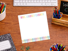 Load image into Gallery viewer, Personalized Teacher Notepad - Custom Rainbow Color Notepad With Watercolor Crayon Design

