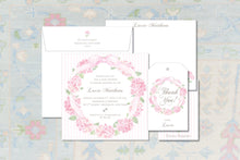 Load image into Gallery viewer, Pink Floral Wreath Baby Shower Invitation
