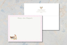 Load image into Gallery viewer, Pink Duckling Thank You Cards | Baby Shower Gingham Stationery Set

