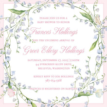 Load image into Gallery viewer, Watercolor Lily of the Valley Baby Shower Invitation | Girl Floral Baptism Invite
