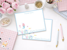 Load image into Gallery viewer, Mermaid Stationery | Under the Sea Thank You Cards | Personalized Notecards
