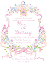 Load image into Gallery viewer, Princess Birthday Invitation | Watercolor Birthday Crest
