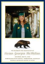 Load image into Gallery viewer, The image is a graduation invitation for Vivian Georgia McMillan, who is graduating from Birmingham High School in Birmingham, Michigan on May 31, 2026.
