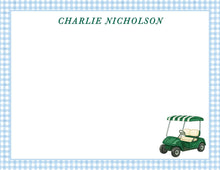Load image into Gallery viewer, Golf Thank You Notes | Personalized Hole in One Stationery | Masters Blue Gingham
