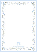 Load image into Gallery viewer, Blue Floral Bow Birth Announcement | Watercolor Baby Girl Photo Card

