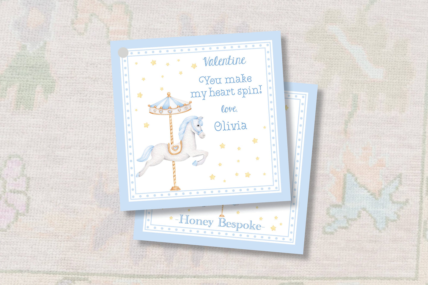 Cute Horse Valentines Gift Tags - Printable Carousel Treat Class Tags