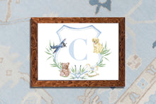 Load image into Gallery viewer, Watercolor Crest Monogram Baby Art Print / Nursery Art / Boy Art Print / Boy Nursery / Boy Watercolor Crest / Baby Shower / Baby Shower Gift
