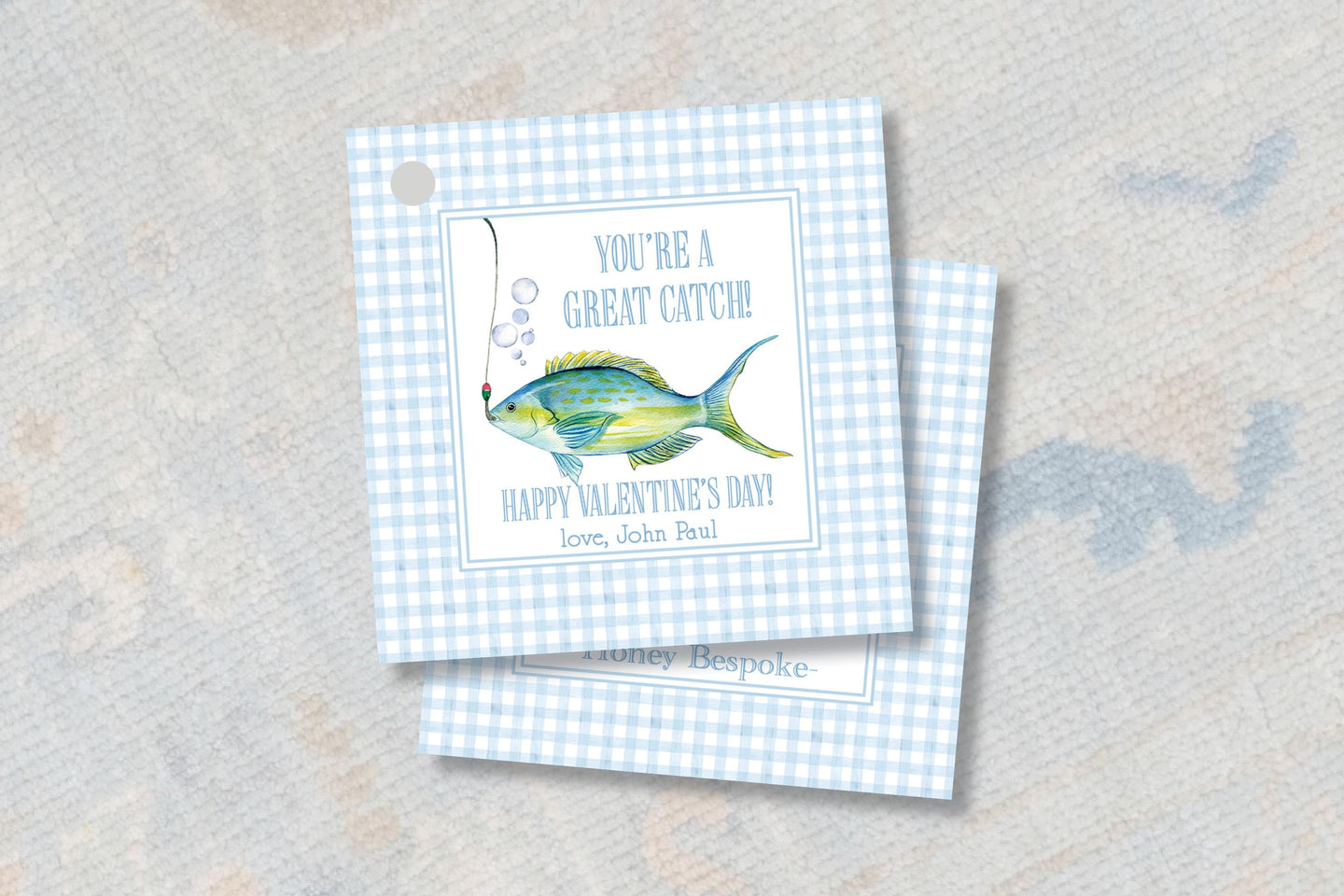 Youre a Catch Valentine Gift Tags - Watercolor Fish Classroom Favors