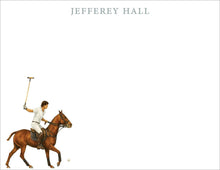 Load image into Gallery viewer, Polo Player Stationery | Personalized Equestrian Note Cards | Preppy Gift

