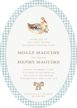 Load image into Gallery viewer, Mama Duck Baby Shower Invitation | Blue Gingham with Duckling Design
