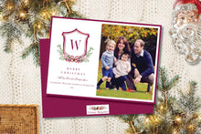 Load image into Gallery viewer, Watercolor Crest Christmas Holiday Card
