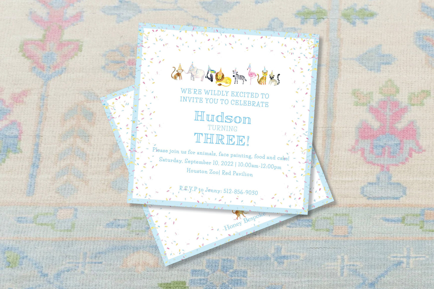 Calling All Party Animals Blue Invitation