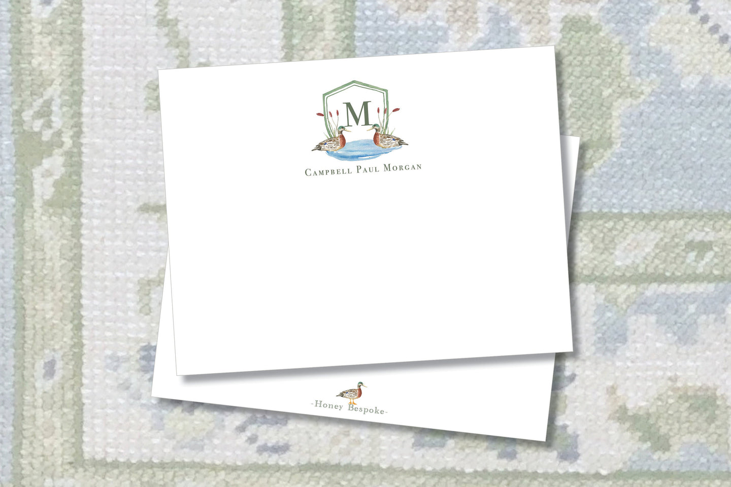 Watercolor Crest Duck Stationery