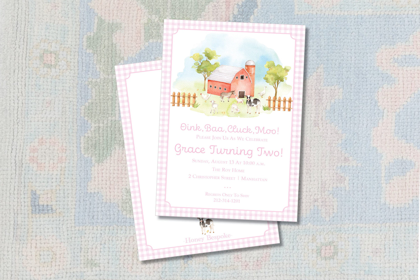 Pink Oink Baa Moo Birthday Invitation