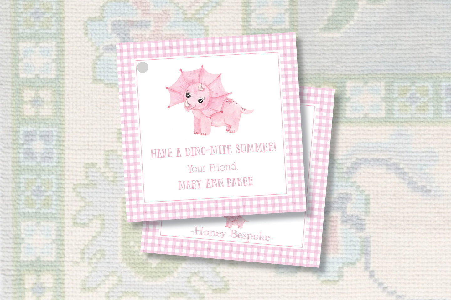 Pink Dinosaur Enclosure Card