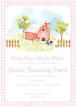 Load image into Gallery viewer, Pink Oink Baa Moo Birthday Invitation
