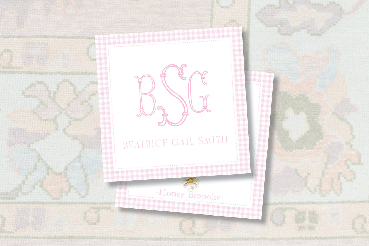 Personalized Pink Monogram Enclosure Card