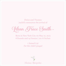 Load image into Gallery viewer, Lily Wreath  Birth Announcement
