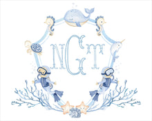 Load image into Gallery viewer, Watercolor Crest Ocean Theme Nursery Art Prints
