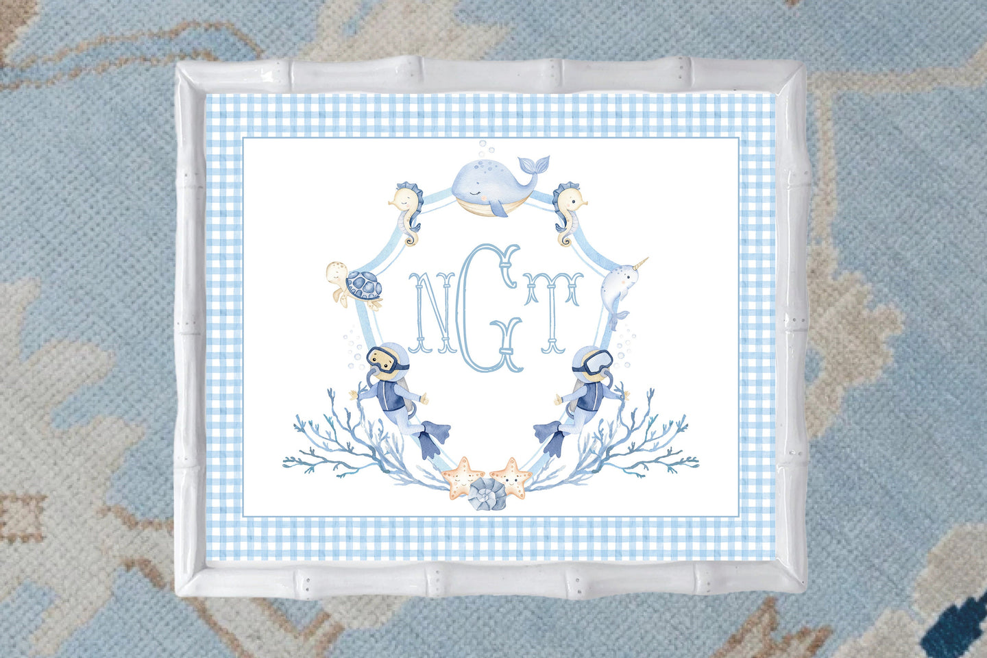 Watercolor Crest Ocean Theme Nursery Art Prints