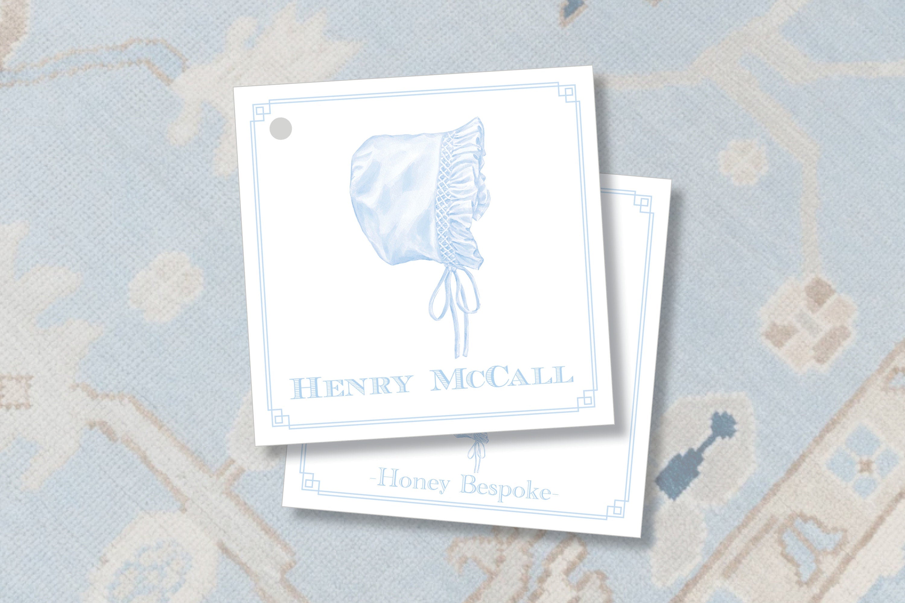 Blue Baby Bonnet Enclosure Card – Honey Bespoke