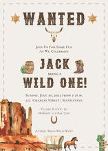 Load image into Gallery viewer, Wild One Western Theme Birthday Invitation
