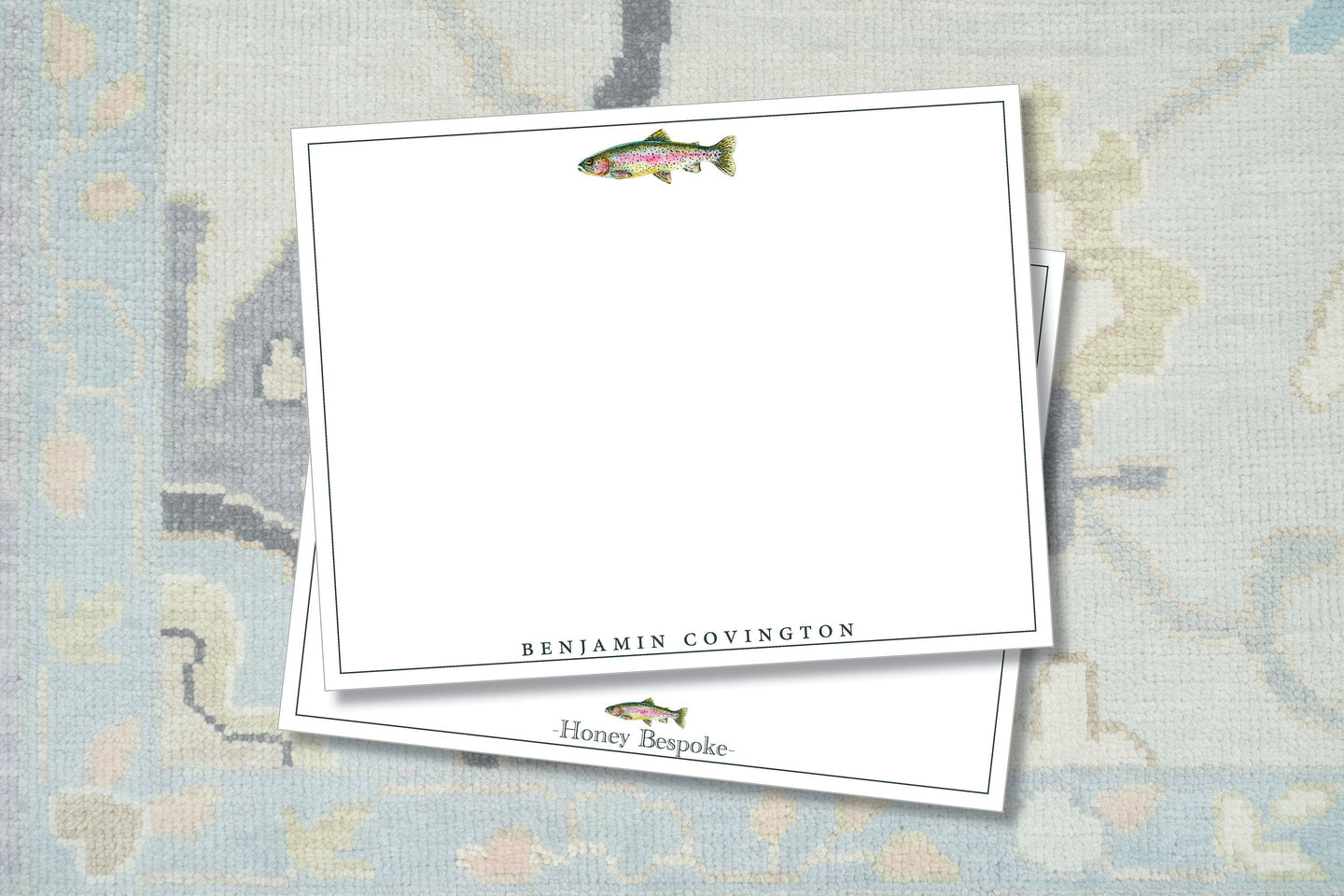 Personalized Watercolor Rainbow Trout Stationery