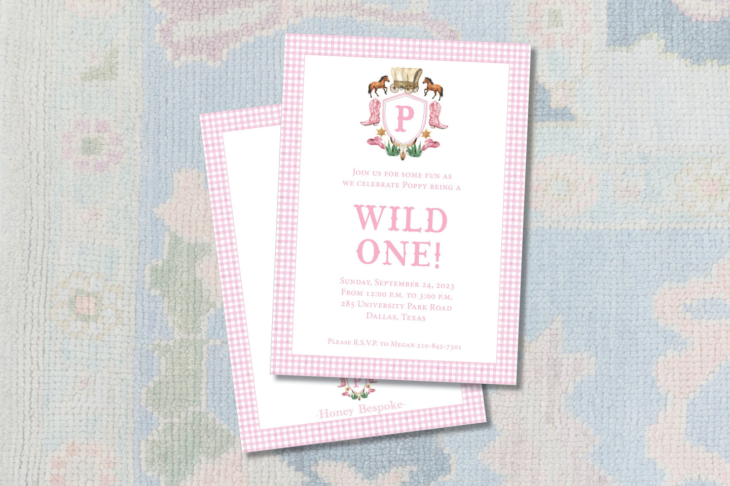 Pink Wild One Crest Birthday Inivitation