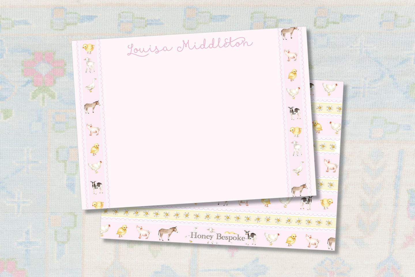 Cute Pink Farm Themed Birthday Stationery
