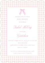 Load image into Gallery viewer, Scalloped Gingham Baby Shower Invitation
