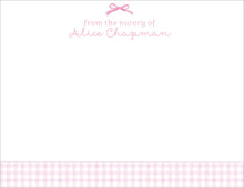 Load image into Gallery viewer, Pink Gingham Baby Stationery
