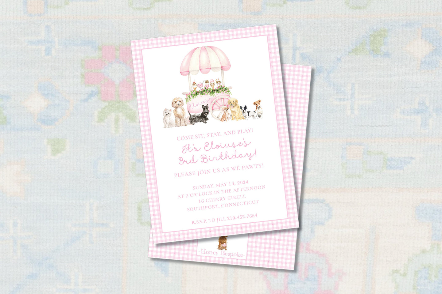Pink Pawty Birthday Invitation