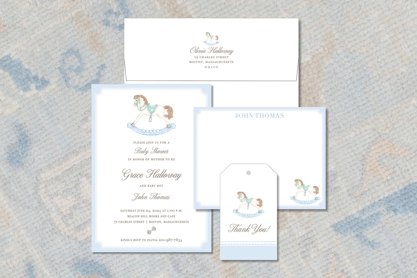 Rocking Horse Boy Baby Shower Invitation