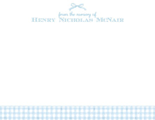 Load image into Gallery viewer, Blue Gingham Baby Stationery
