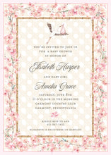Load image into Gallery viewer, Stork and Flowers Baby Shower Invitation
