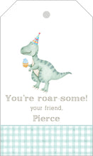 Load image into Gallery viewer, Preppy Dinosaur Birthday Party Gift Tags
