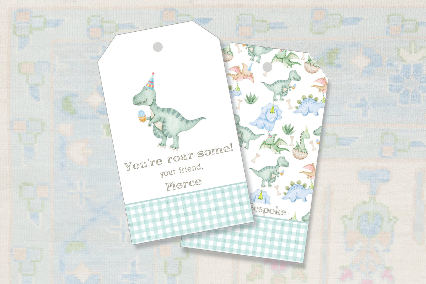 Preppy Dinosaur Birthday Party Gift Tags