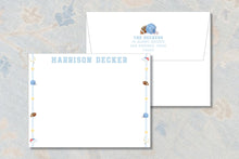 Load image into Gallery viewer, Football Thank You Notes - Babys First Down Stationery Set
