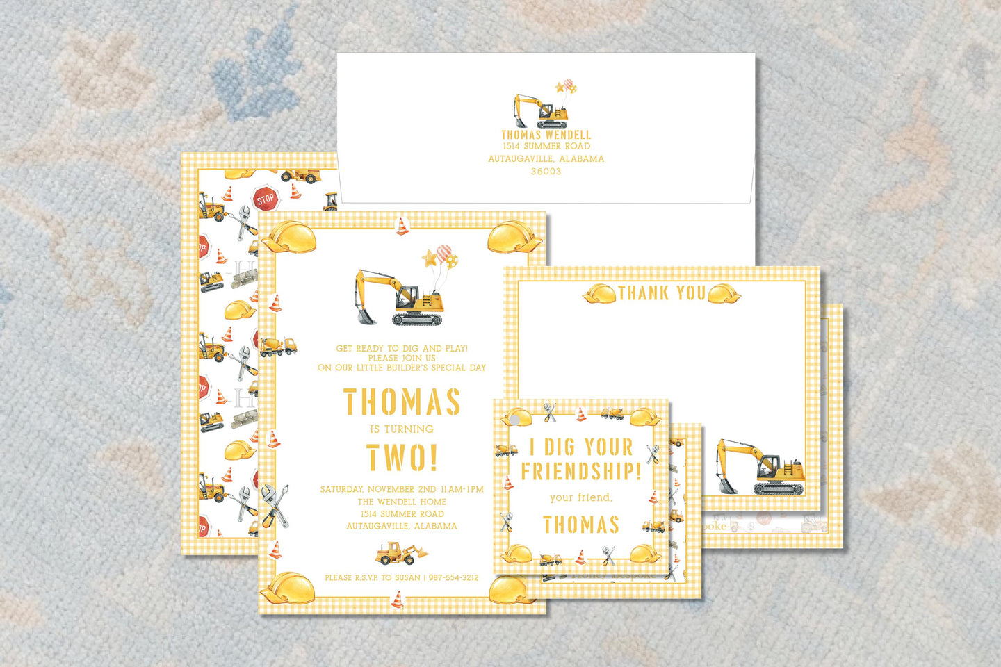 Construction Themed Birthday Invitation